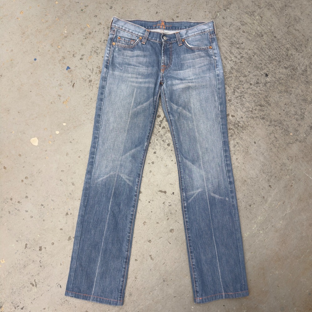 Vtg 7 For All Mankind Jerome Dahan Low Rise Bootcut Jeans Light Wash Size 29